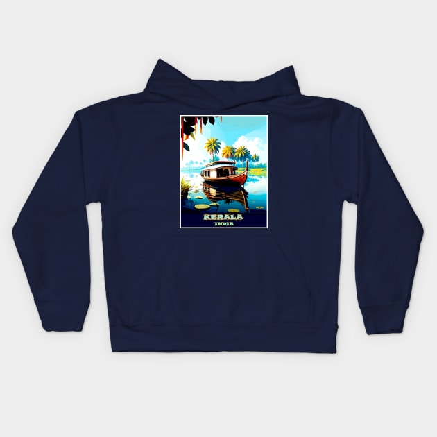 Kerala India Vintage Advertising Travel Print Kids Hoodie by posterbobs